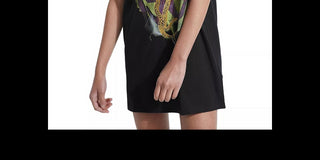 Guess Women's Graphic-Print Cotton Longline T-Shirt Black Size X-Small