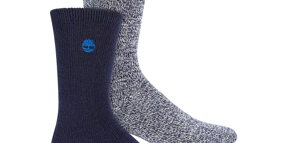 Timberland Men's 2-Pk. Marled Boot Socks Blue One Size