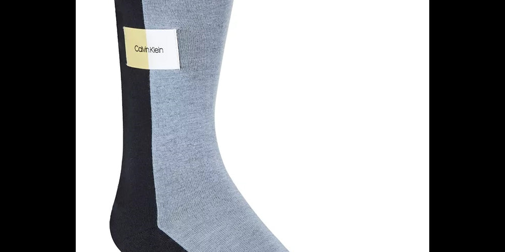 Calvin Klein Men's Colorblock Crew Dress Socks Navy Size L
