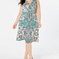 NY Collection Women's Plus Print Jersey Wrap Dress Blue Size 3X