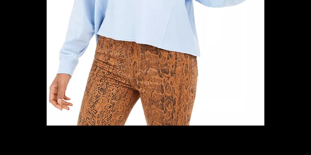 Hippie Rose Juniors' Cropped Raw-Edged Sweatshirt Blue Size X-Small