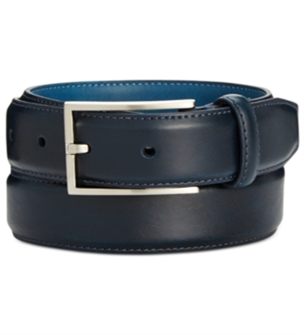 Ryan Seacrest Distinction Men's Perfect Glovetanned Leather Belt Blue Size 34