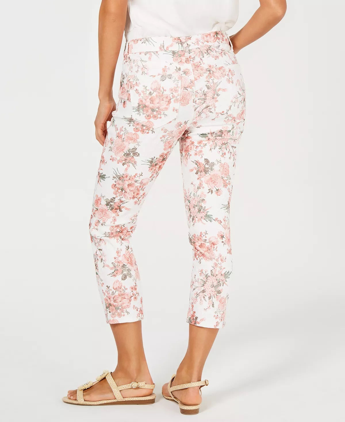 Charter Club Women's Delicate Bouquet Capri Pants Pink Size 8