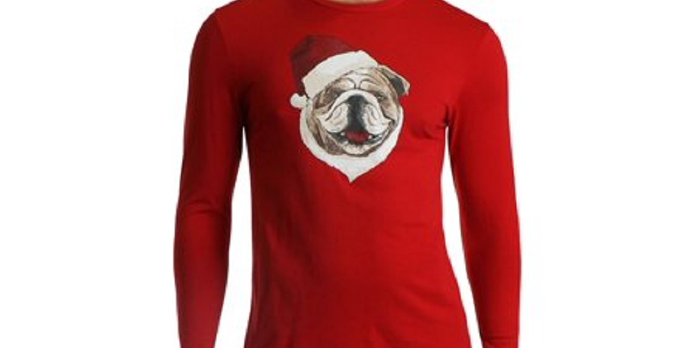 Club Room Men's Santa Bulldog Holiday Party Christmas Top Red Size XX-Large