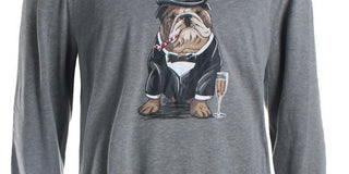 Club Room Men's Bulldog Tuxedo Graphic Crewneck T-Shirt Gray Size Medium