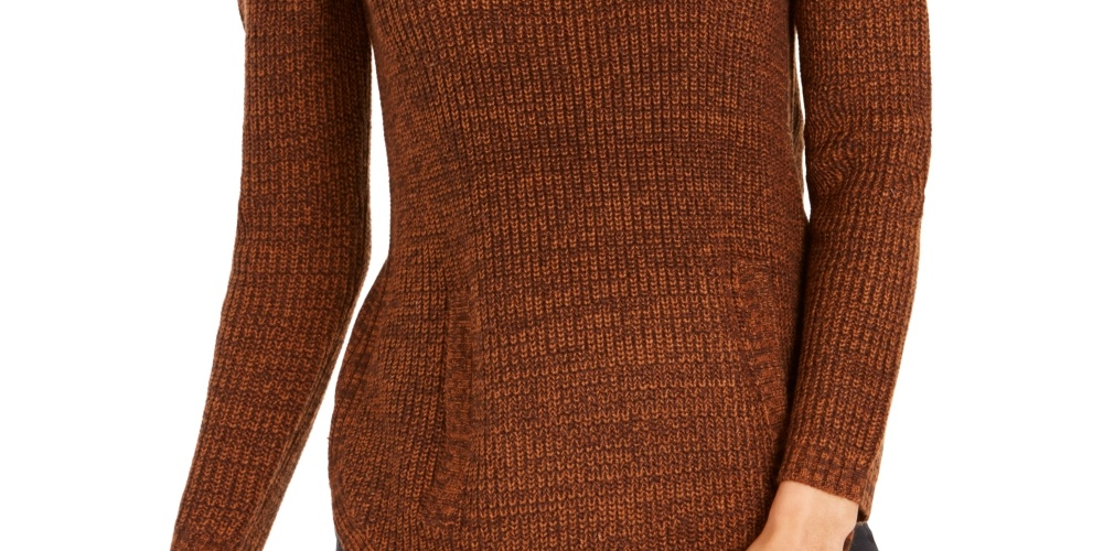 Style & Co Envelope-Neck Sweater Khaki Size PXL