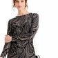 MSK Women's Glitter Paisley Long Sleeve Jewel Neck Above The Knee Body Con Evening Dress Black Size 12
