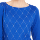 Karen Scott Women's Embellished 3/4 Sleeve Cotton Top Blue Size Petite L