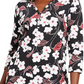 Karen Scott Women's Petite Glitter Floral-Print Top Black Size Medium