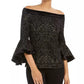 28Th & Park Women's Off-The-Shoulder Glitter Top Black Size X-Large