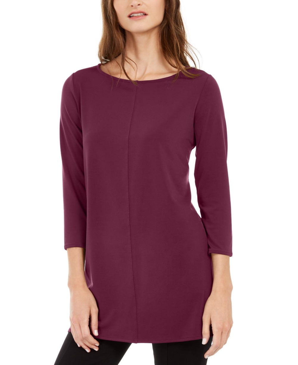 Alfani Women's 3/4 Sleeve Tunic Wine Size Large