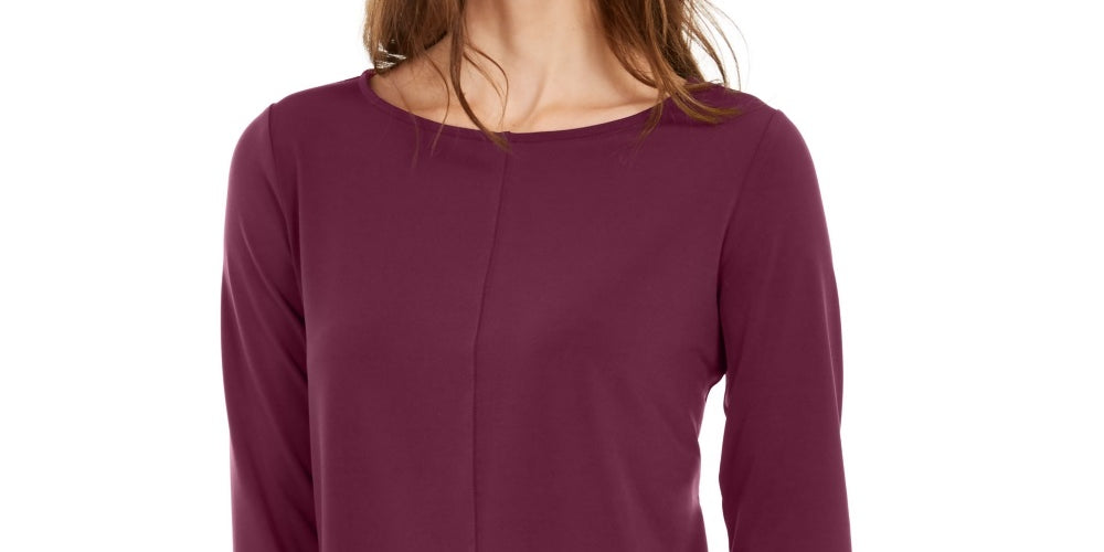 Alfani Women's 3/4 Sleeve Tunic Wine Size Large