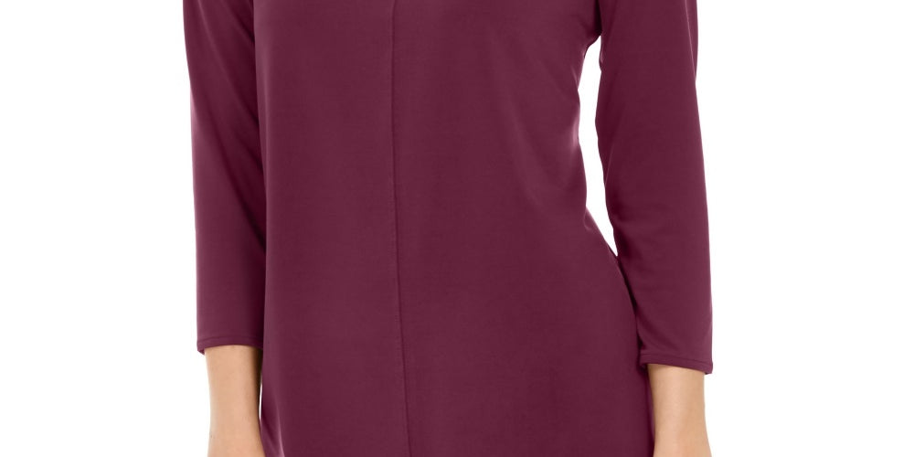 Alfani Women's 3/4 Sleeve Tunic Wine Size Large