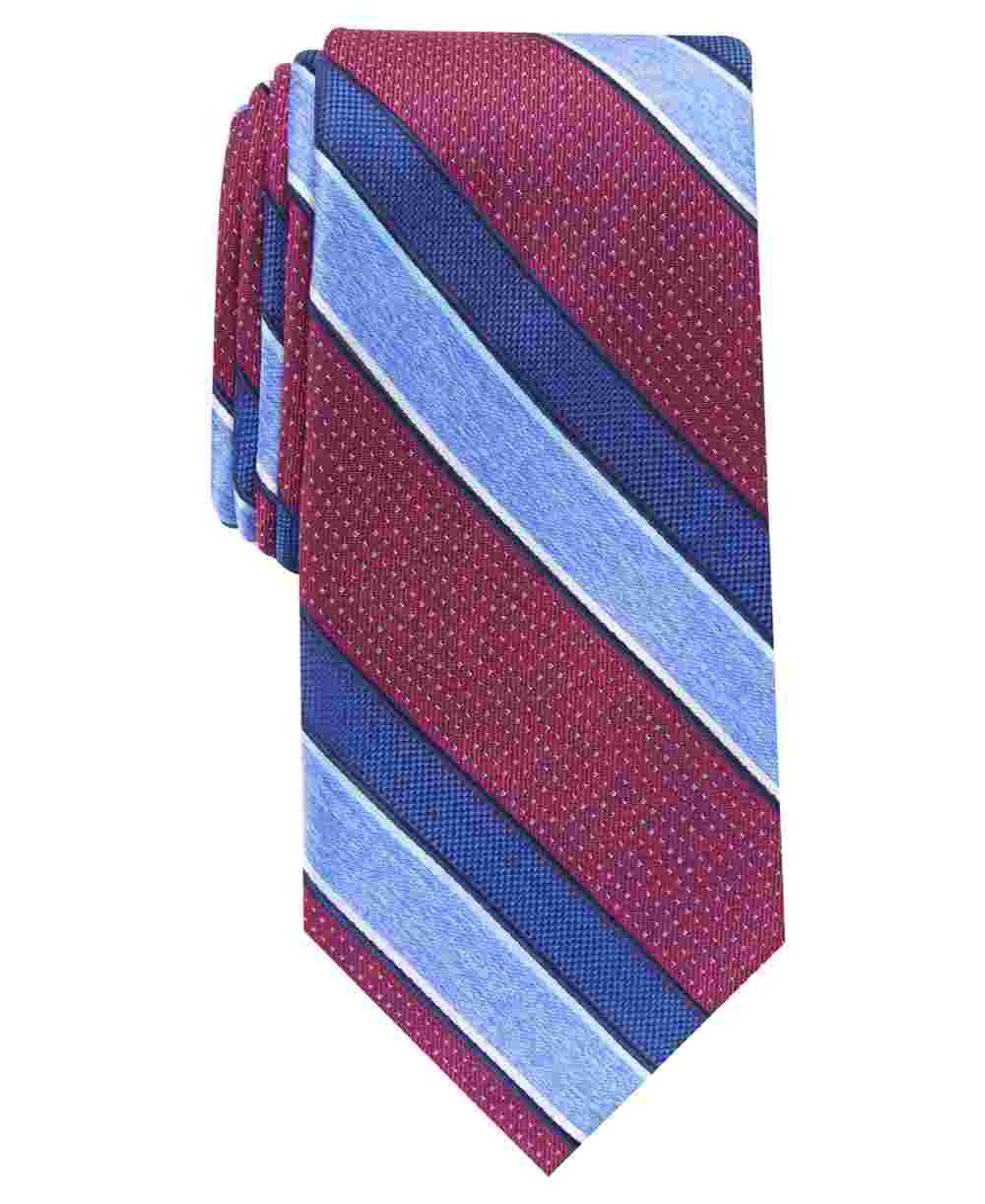 Perry Ellis Men's Neck Tie Payson Striped Skinny Slim Accessory Red Size Regular