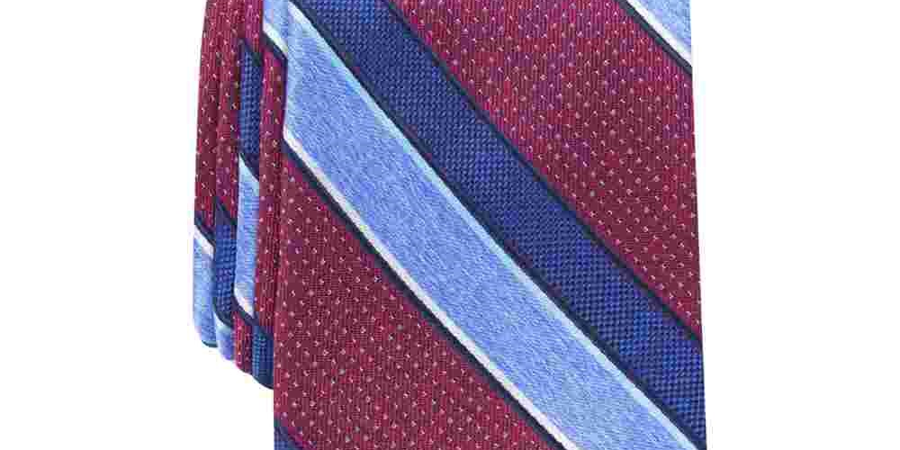 Perry Ellis Men's Neck Tie Payson Striped Skinny Slim Accessory Red Size Regular