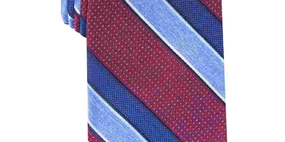 Perry Ellis Men's Neck Tie Payson Striped Skinny Slim Accessory Red Size Regular