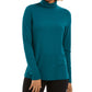 Charter Club Women's Heathered Ribbed Turtleneck Top Green Size X-Large