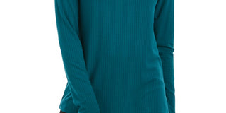 Charter Club Women's Heathered Ribbed Turtleneck Top Green Size X-Large