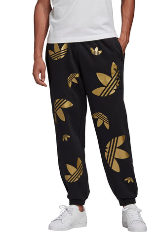 Adidas Men's Originals Metallic Trefoil Fleece Sweatpants Black Size M