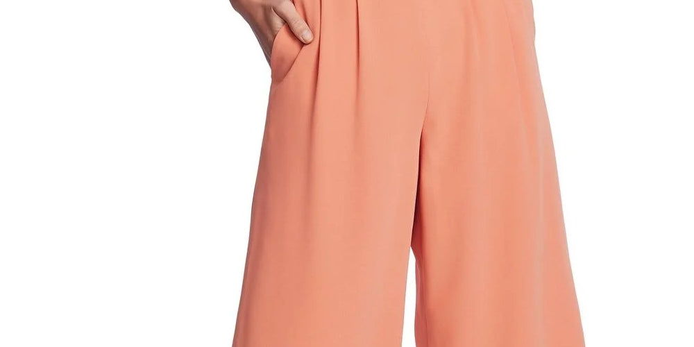1.STATE Women's Wide Leg Crepe Trousers Orange Size X-Large