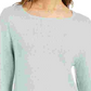 Style & Company Women's Ribbed Patterned Long Sleeve Jewel Neck Blouse Sweater Green Size PM
