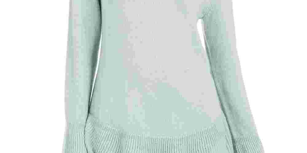 Style & Company Women's Ribbed Patterned Long Sleeve Jewel Neck Blouse Sweater Green Size PM
