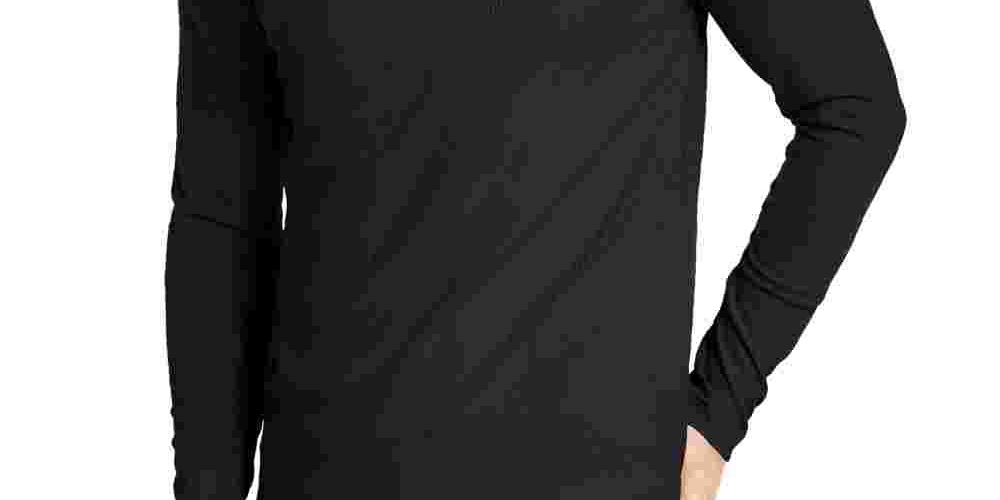 Alfani Men's Knit Ribbed Casual Shirt Black Size Medium