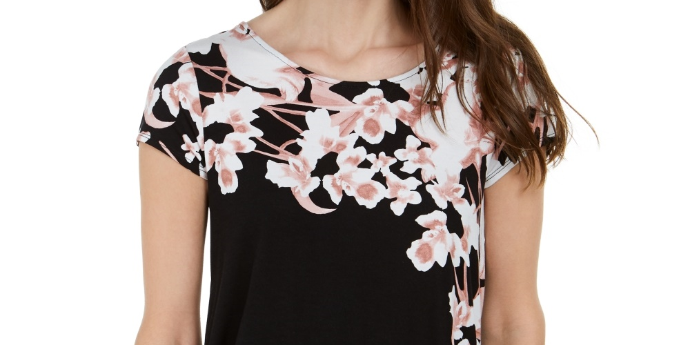 Alfani Women's Printed T-Shirt Black Size XX-Large