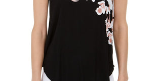 Alfani Women's Printed T-Shirt Black Size XX-Large