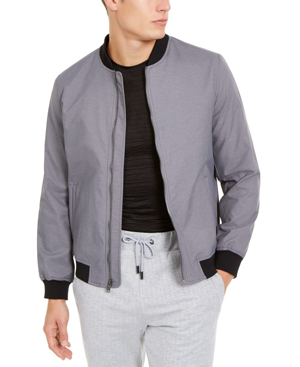 Alfani Men's Gray Full-Zip Bomber Jacket Gray Size XX-Large