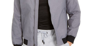 Alfani Men's Gray Full-Zip Bomber Jacket Gray Size XX-Large