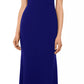 Betsy & Adam Women's Off The Shoulder Bow Back Evening Dress Blue Size 8