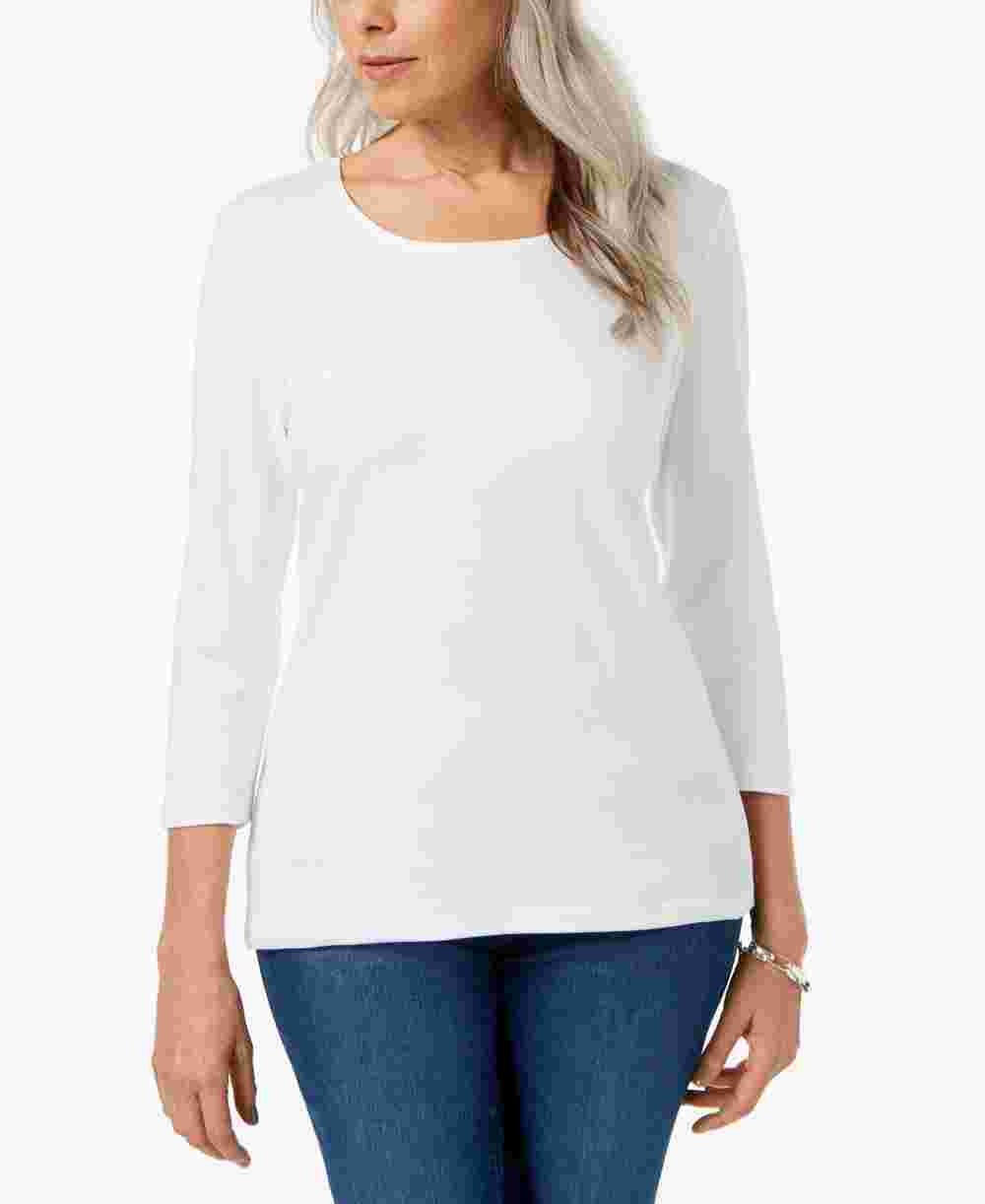 Karen Scott Women's Scoop-Neck Top In Regular And Petite White Size XX-Large