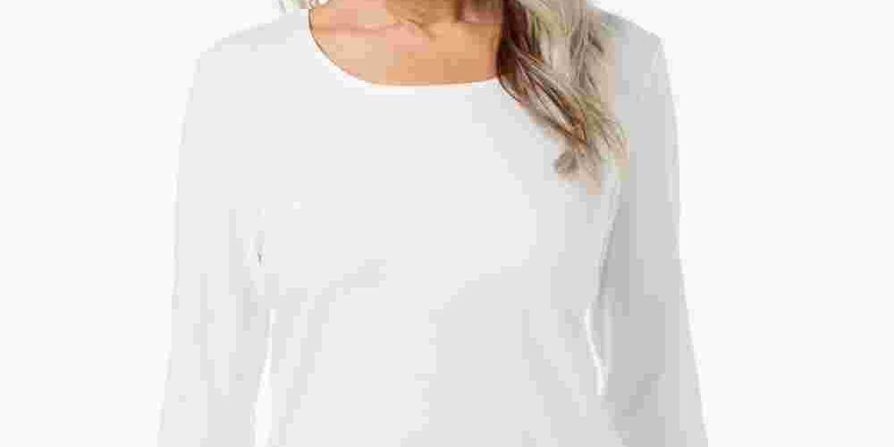 Karen Scott Women's Scoop-Neck Top In Regular And Petite White Size XX-Large