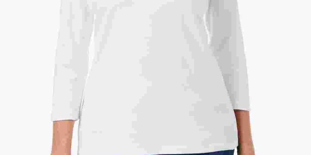 Karen Scott Women's Scoop-Neck Top In Regular And Petite White Size XX-Large