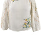 Free People Women's Bell-Sleeve Jewel Neck Top White Size X-Large