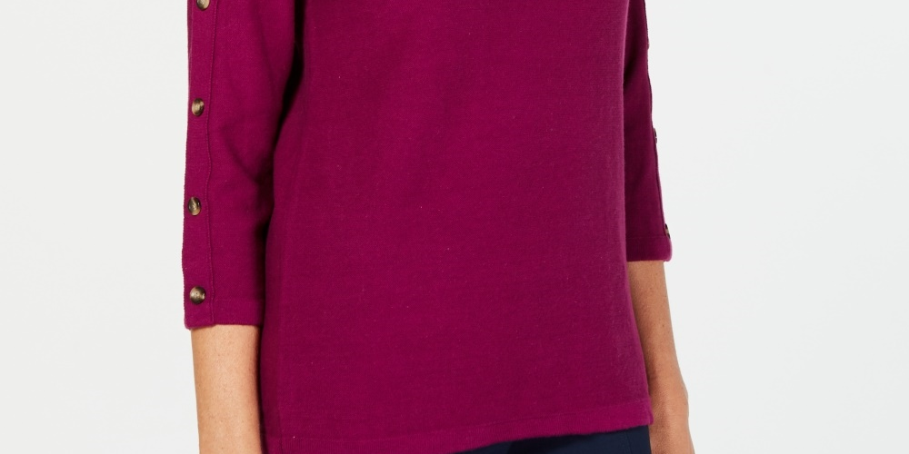 Karen Scott Women's 3/4-Sleeve Sweater Red Size Medium