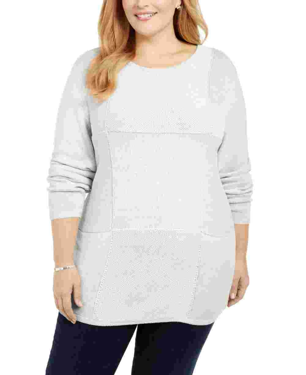 Karen Scott Women's Plus Size Knit Tunic White Size 1X