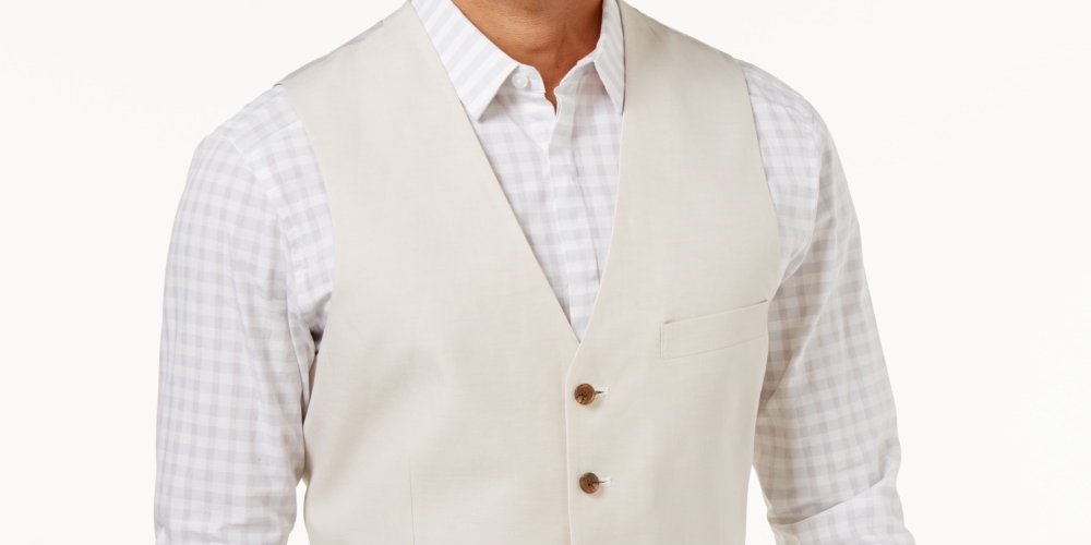 INC International Concepts Men's Nevin Vest Beige Size Medium