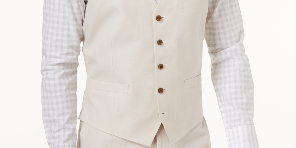 INC International Concepts Men's Nevin Vest Beige Size Medium