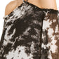 INC International Concepts Women's Tie Dyed Cold Shoulder Top Black Size S
