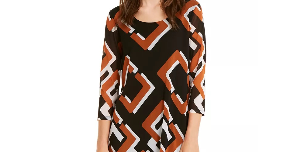 Alfani Women's Printed Sheer Tunic Black Size XX-Large