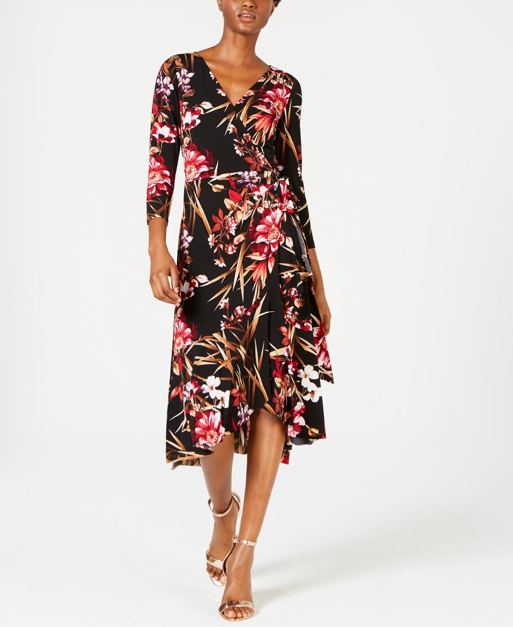 Connected Women's Printed Wrap Dress Purple Size 12