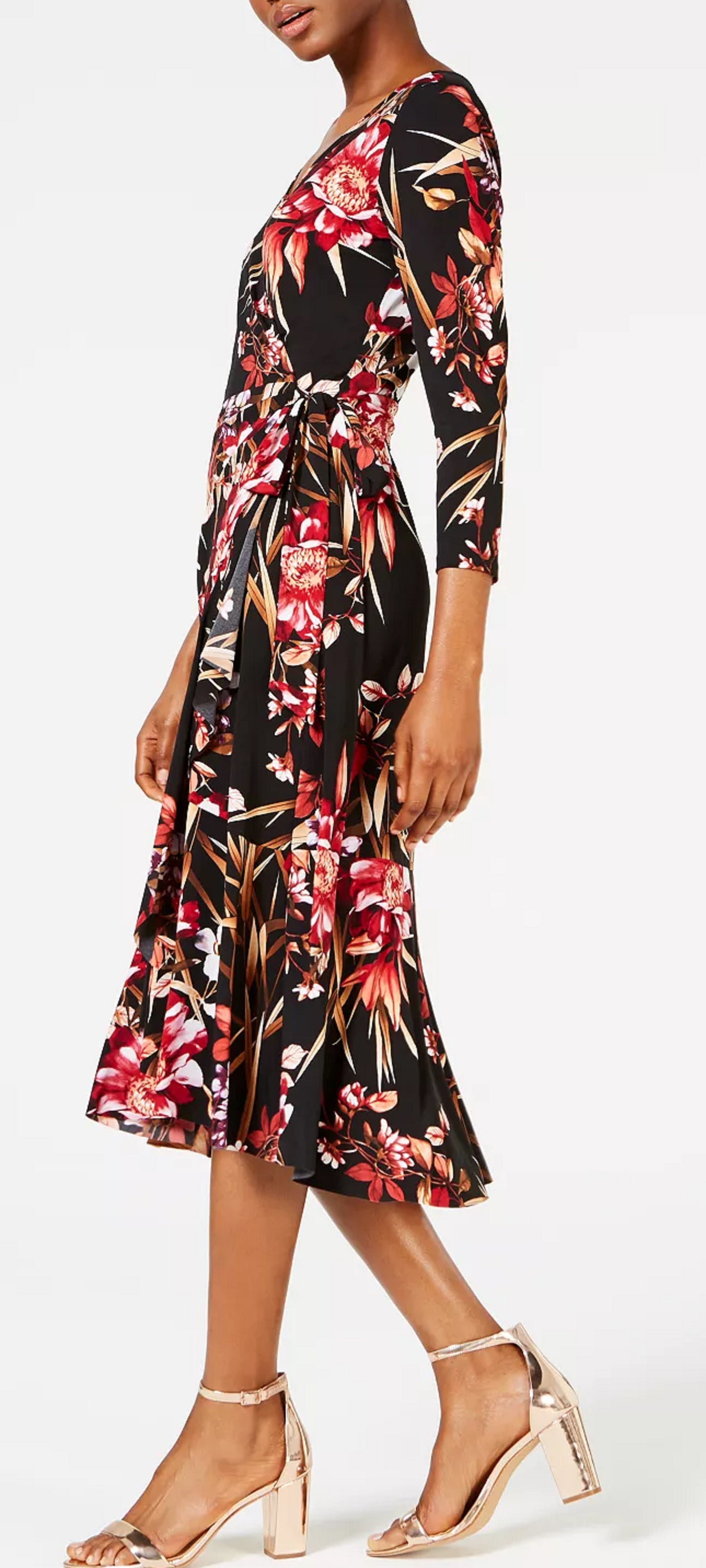 Connected Women's Printed Wrap Dress Purple Size 12