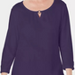 Karen Scott Women's Three-Quarter Sleeve Top Blue Size X-Large
