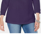 Karen Scott Women's Three-Quarter Sleeve Top Blue Size X-Large