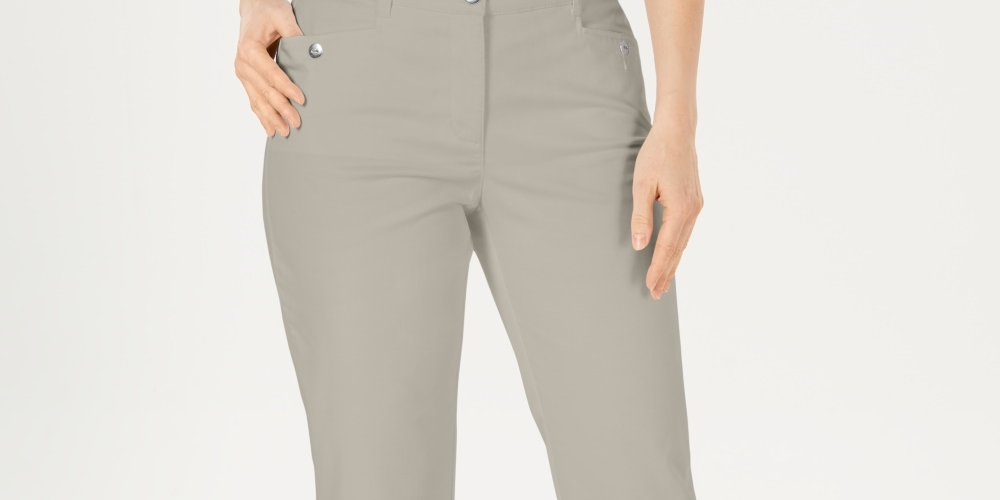 Karen Scott Women's Button-Hem Capri Pants Gray Size 12 Petite