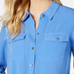 Charter Club Women's Solid Button Up Shirt Blue Size XL
