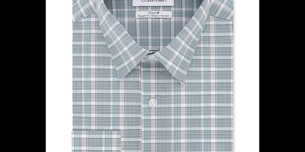 Calvin Klein Men's Plaid Regular Fit Button-Down Shirt Green Size 2XL