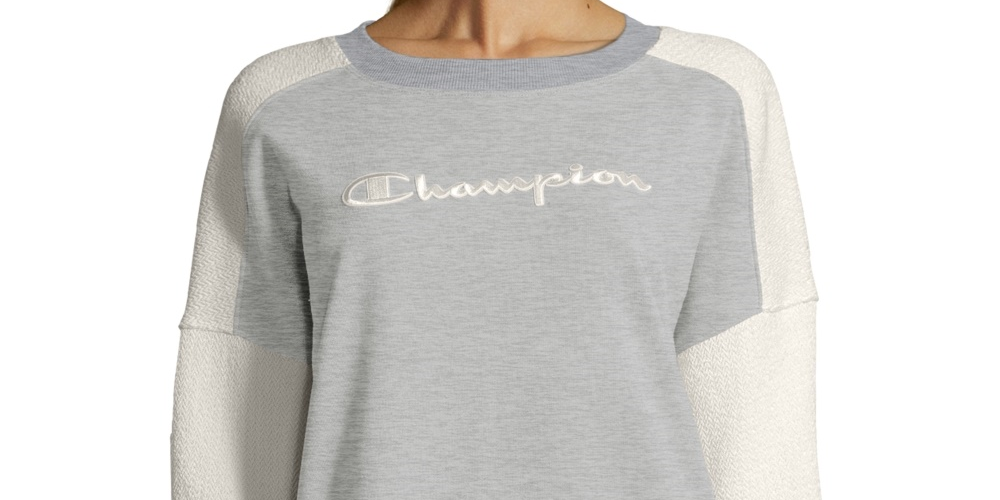 Champion Women's Heritage Cotton Mixed Texture Sweatshirt Gray Size X-Large